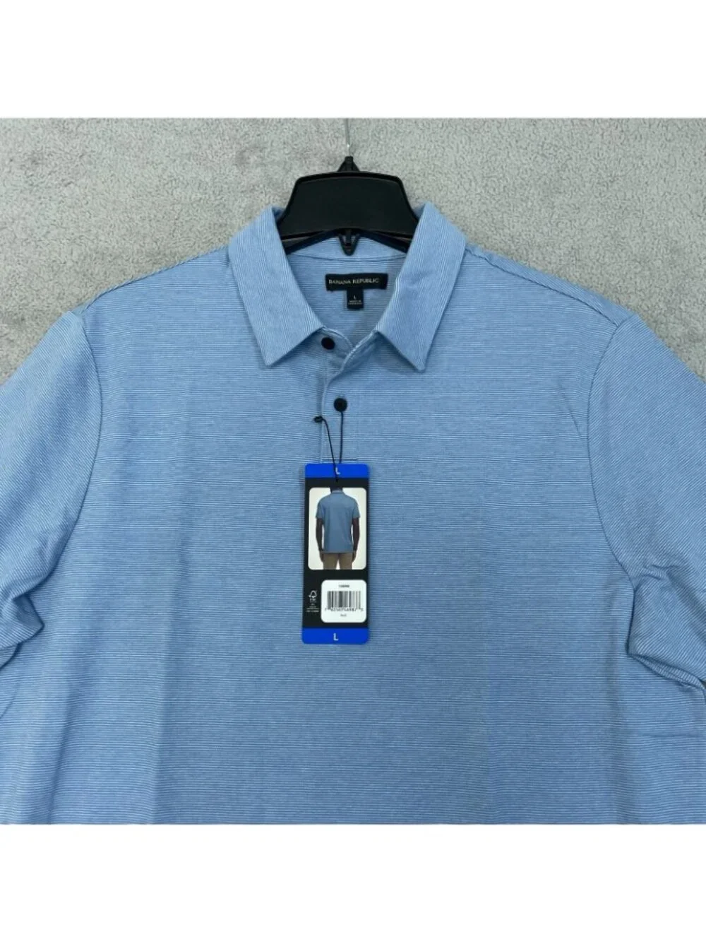 NWT Banana Republic Men's L Blue Polo Shirt Short Sleeve Classic Fit